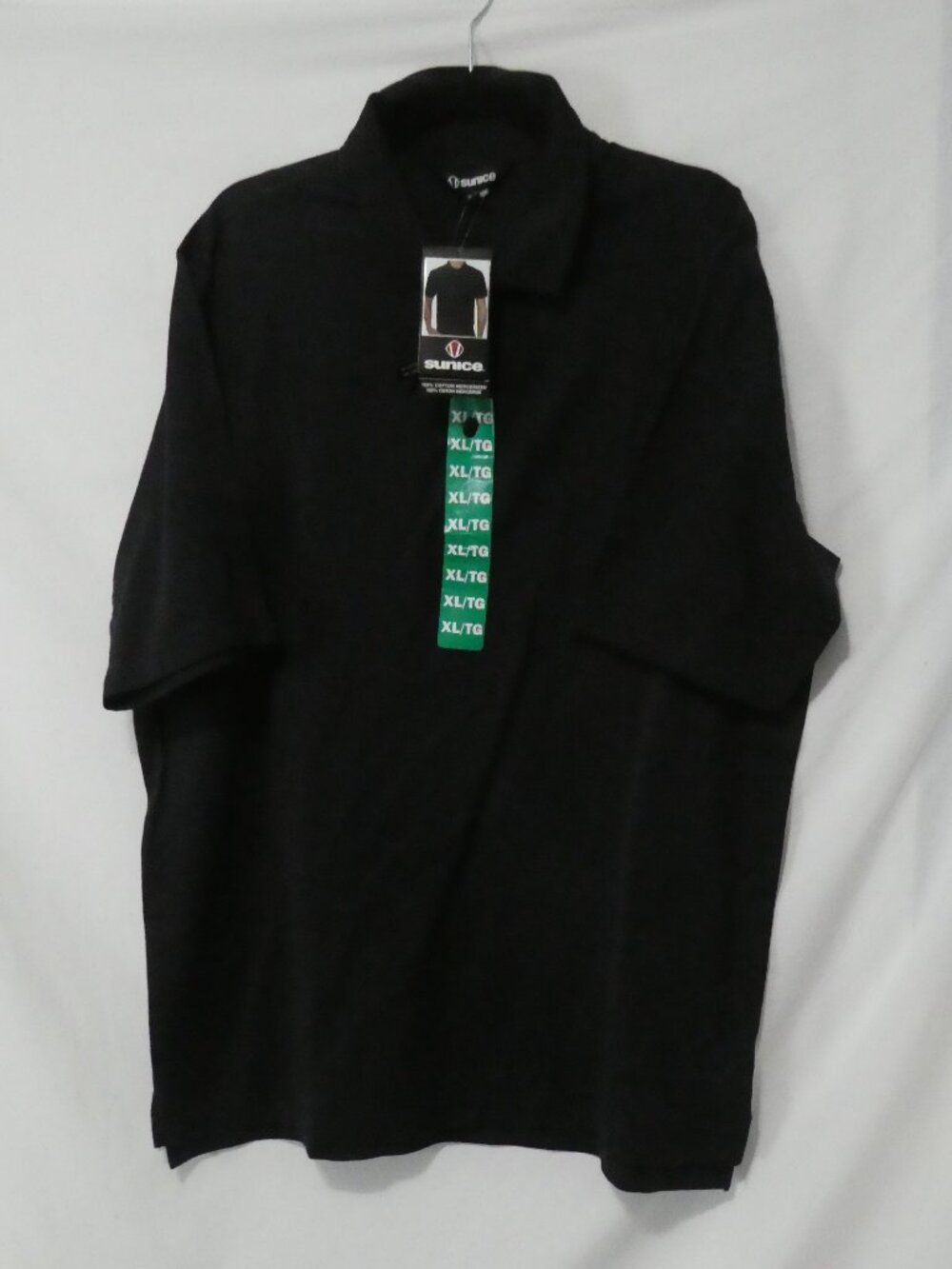 NWT SUNICE Men's Mercerized Cotton Polo Shirt Black - size XL extra large